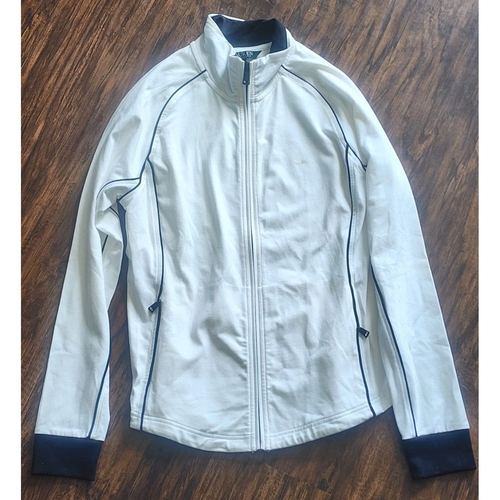 Lauren RALPH LAUREN Medium Active Track Jacket Women White Black Tennis Preppy